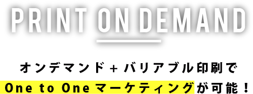 オンデマンド+ バリアブル印刷でOne to One マーケティングが可能！ Print On Demand